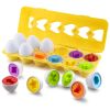 12pcs Matching Eggs Set Easter Egg - Color & Shape Recognition Sorter Skills Toys For Toddlers; Early Learning Educational Fine Motor Skill Montessori