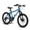 S20101 Ecarpat 20 Inch Kids Bike, Boys Girls Mountain Bike Ages 8-12, 7 Speed Teenager Children Kids' Bicycles, Front Suspension Disc U Brake, 14 Inch