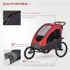 Aosom Bike Trailer for Kids 3 In1 Foldable Child Jogger Stroller Baby Stroller Transport Carrier with Shock Absorber System Rubber Tires Adjustable Ha