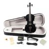 [Do Not Sell on Amazon]Glarry GV102 4/4 Solid Wood EQ Violin Case Bow Violin Strings Shoulder Rest Electronic Tuner Connecting Wire Cloth Black