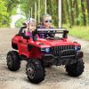 12V Police Car Ride-on Truck with Remote Control & Siren, 2-Seater Battery-Operated Electric Car for Kids with Music, Electric Ride-on Toy with Horn,