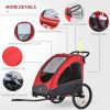 Aosom Bike Trailer for Kids 3 In1 Foldable Child Jogger Stroller Baby Stroller Transport Carrier with Shock Absorber System Rubber Tires Adjustable Ha
