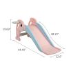 2 in 1 Slide, Toddler Freestanding Extra Long Slide with Basketball Hoop & Ball, Indoor Outdoor, Pink