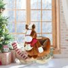 Qaba Kids Ride-On Rocking Horse Toy, Rocker with Lullaby Song, Hand Puppets & Soft Plush Fabric for Children 18-36 Months, Brown