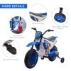 Aosom 12V Kids Motorcycle Dirt Bike Electric Battery-Powered Ride-On Toy Off-road Street Bike with Charging Battery, Training Wheels Blue
