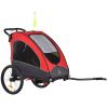 Aosom Bike Trailer for Kids 3 In1 Foldable Child Jogger Stroller Baby Stroller Transport Carrier with Shock Absorber System Rubber Tires Adjustable Ha