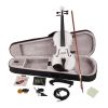 [Do Not Sell on Amazon]Glarry GV102 4/4 Solid Wood EQ Violin Case Bow Violin Strings Shoulder Rest Electronic Tuner Connecting Wire Cloth White