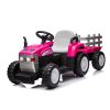 Pink, 12V7AH Battery-Powered Toy Tractor with Trailer, Remote Control, Kids' Electric Excavator Vehicles with 2x35W Dual Motor, Treaded Tires, LED Lig