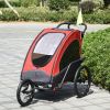 Aosom Bike Trailer for Kids 3 In1 Foldable Child Jogger Stroller Baby Stroller Transport Carrier with Shock Absorber System Rubber Tires Adjustable Ha