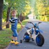 Aosom 12V Kids Motorcycle Dirt Bike Electric Battery-Powered Ride-On Toy Off-road Street Bike with Charging Battery, Training Wheels Blue