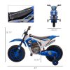 Aosom 12V Kids Motorcycle Dirt Bike Electric Battery-Powered Ride-On Toy Off-road Street Bike with Charging Battery, Training Wheels Blue