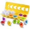 12pcs Matching Eggs Set Easter Egg - Color & Shape Recognition Sorter Skills Toys For Toddlers; Early Learning Educational Fine Motor Skill Montessori