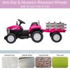 Pink, 12V7AH Battery-Powered Toy Tractor with Trailer, Remote Control, Kids' Electric Excavator Vehicles with 2x35W Dual Motor, Treaded Tires, LED Lig