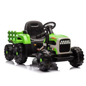 Ride on Tractor with Trailer,12V Battery Powered Electric Tractor Toy w/Remote Control,electric car for kids,Three speed adjustable,Power display, USB (Color: as Pic)