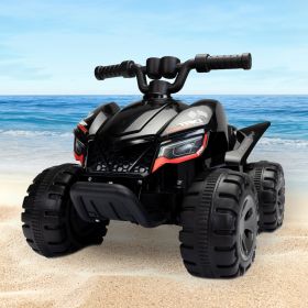 Kids Ride-on ATV, 6V Battery Powered Electric Quad Car with Music, LED Lights and Spray Device, 4 Wheeled Ride-on Toy for Toddlers Age 3-5, Black (Color: As Picture)