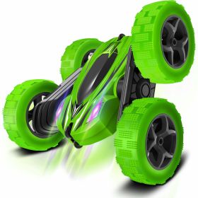Rc Stunt Cars: Double Sided 360¬∞Flip Rotating 4WD Race Car Toy For Outdoor & Indoor Birthday Gift (Color: Green)