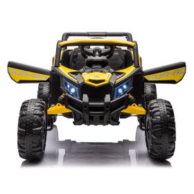 12V Ride On Car with Remote Control,UTV ride on for kid,3-Point Safety Harness, Music Player (USB Port/Volume Knob/Battery Indicator), LED Lights, Hig (Color: as Pic)